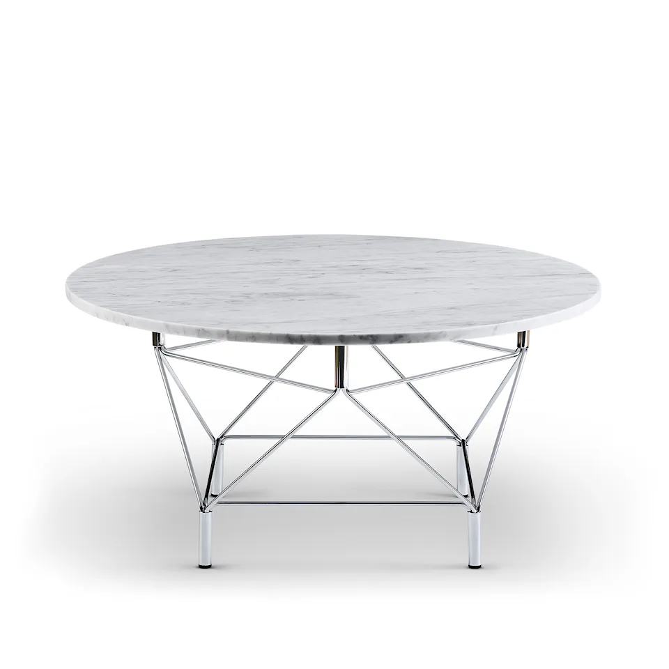 Spider Round Ø90, Marble White, Chrome-plated base, 36 cm