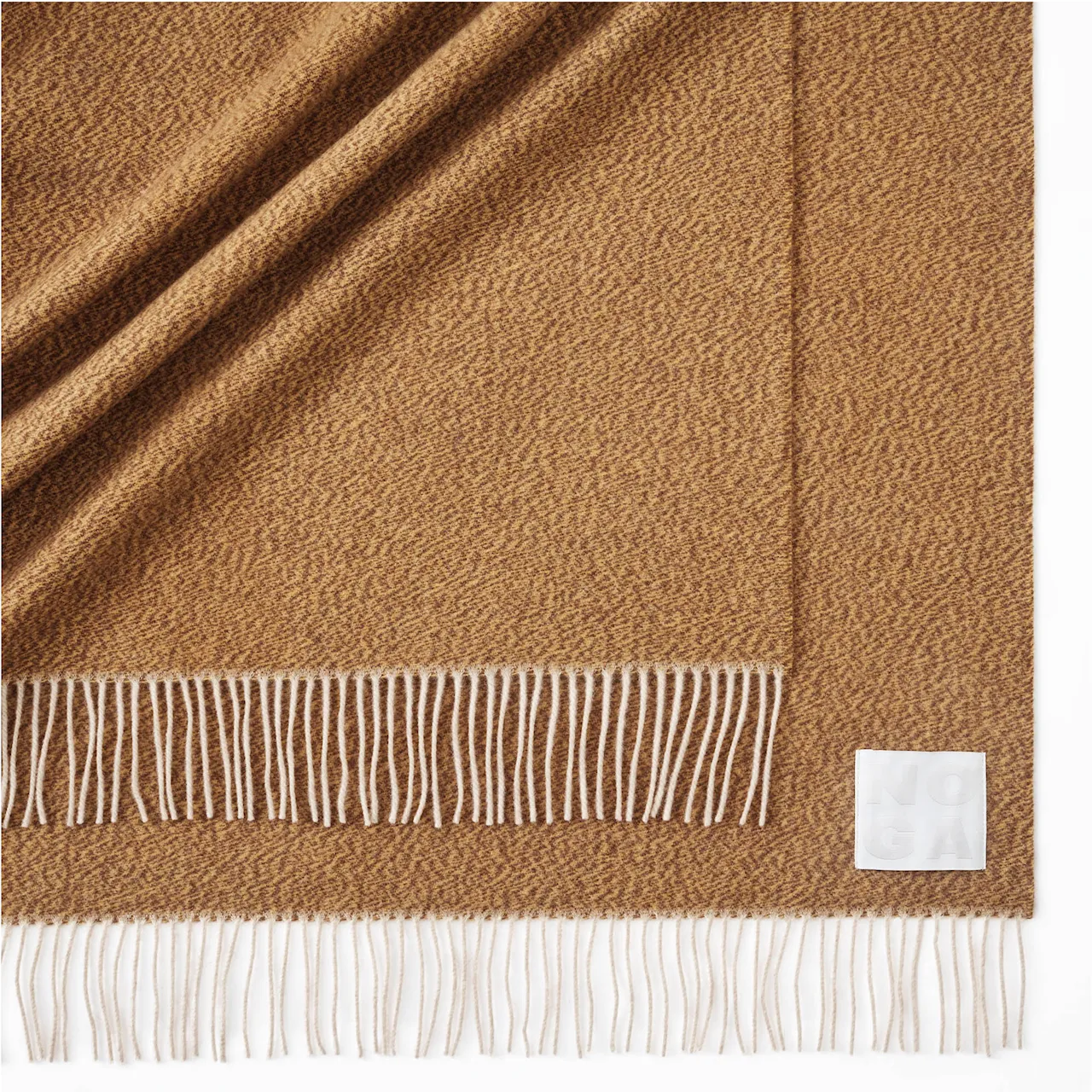 Merino Mouliné Throw Amber Yellow/Chocolate Brown