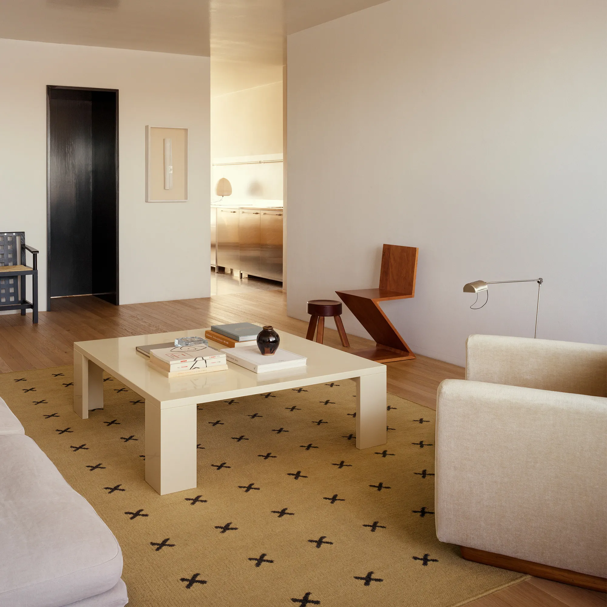 Cross Mustard/Dark Brown wool rug - 4