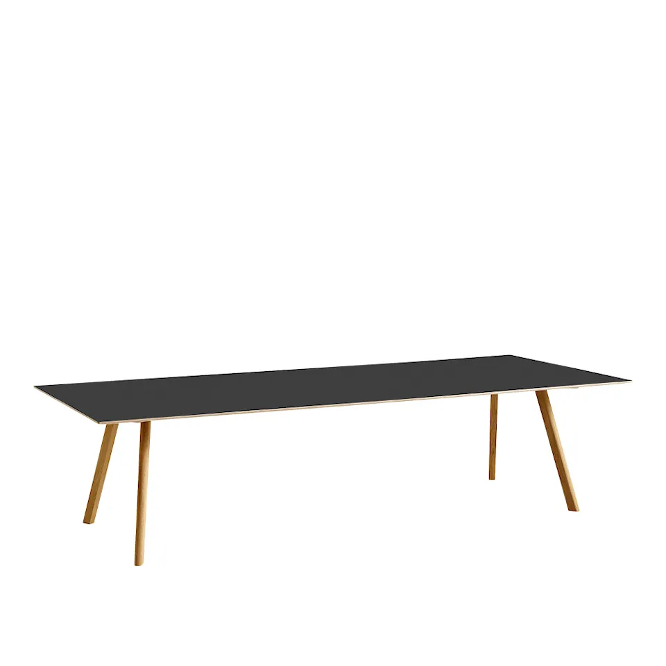 CPH30 2.0 Table Lacquered Oak Frame L250 X W90 X H74  Black Linoleum Tabletop Lacquered Edge