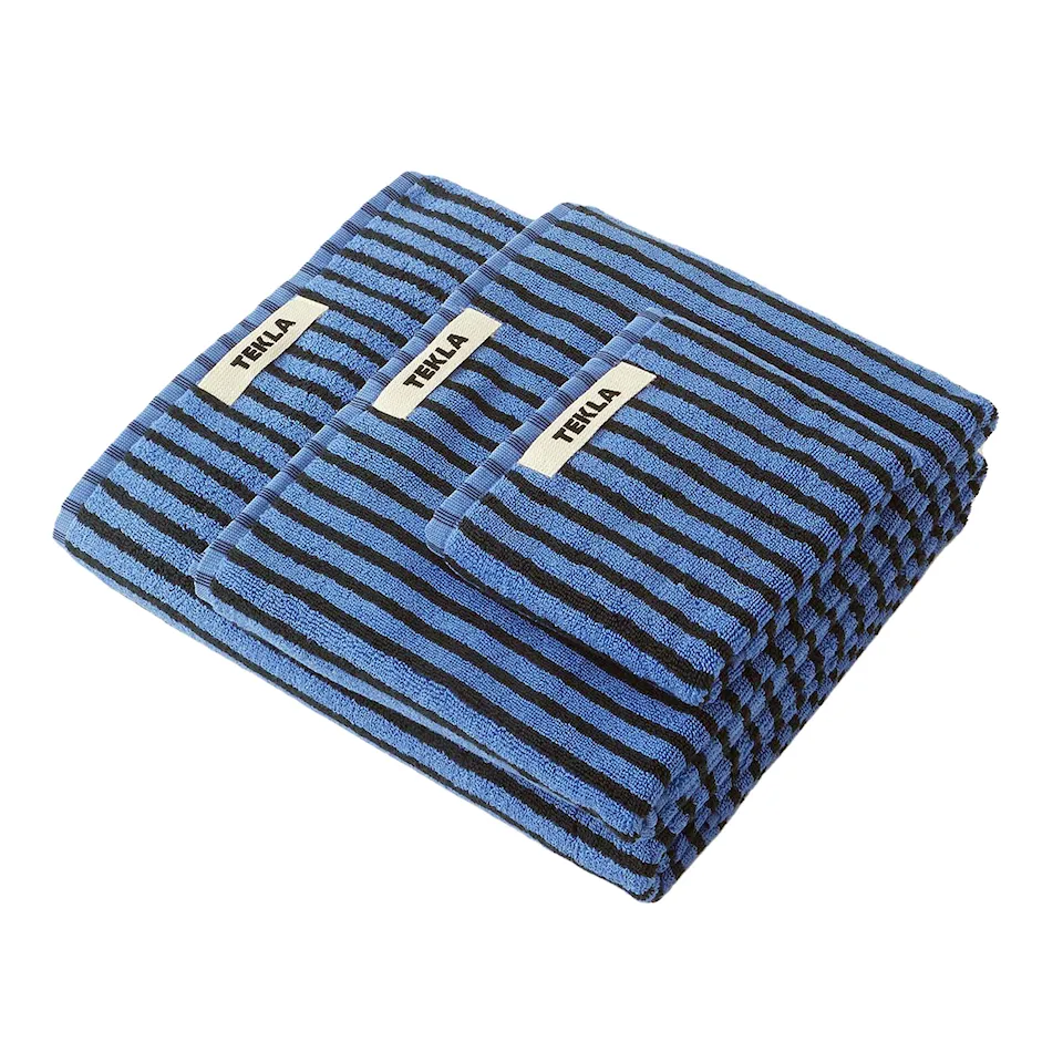 Terry Towel Striped Blue  Black