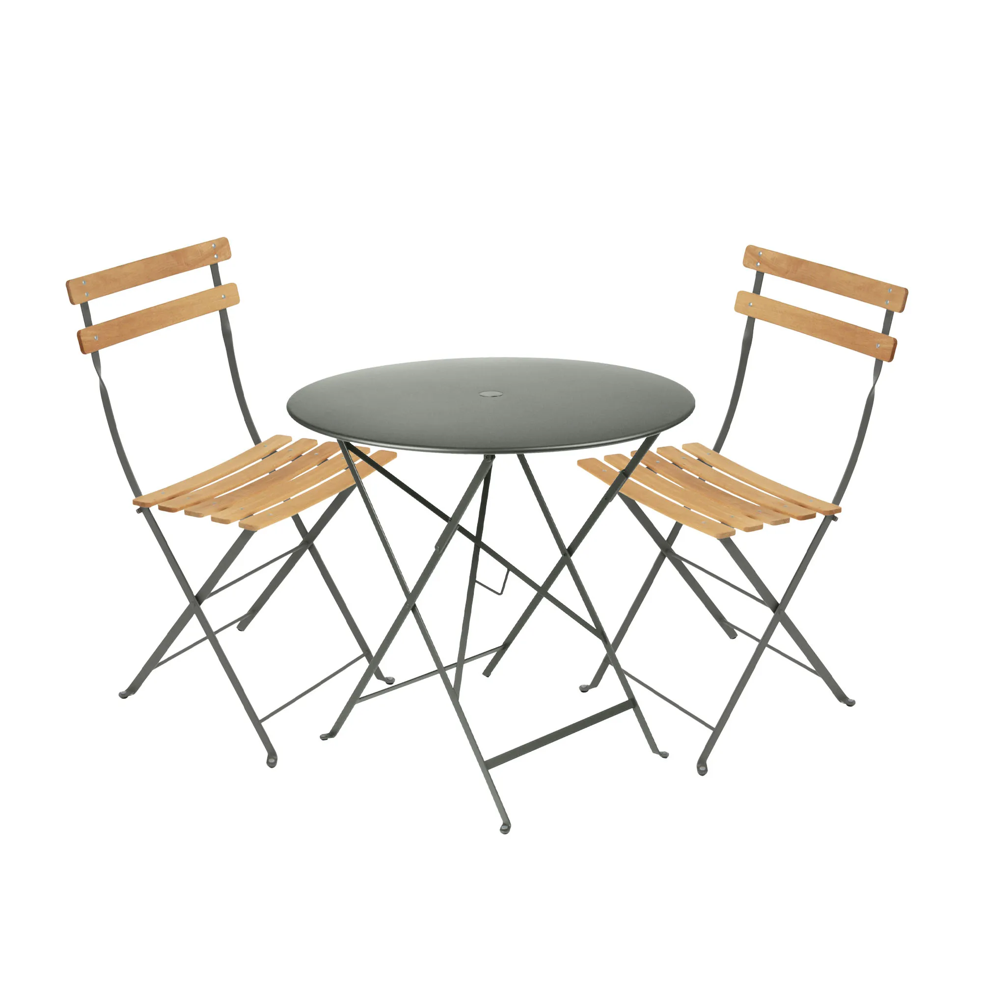 Bistro ruokaryhmä pöytä 77cm & 2 puu tuolit - 1