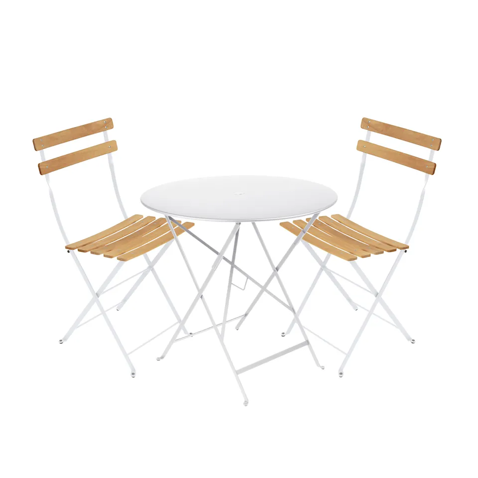 Bistro ruokaryhmä pöytä 77cm & 2 puu tuolit