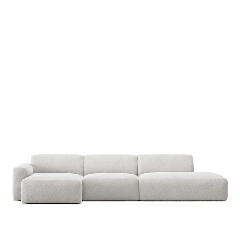 Brick 3-Seater Chaise Lounge Open End Right - Ascot White