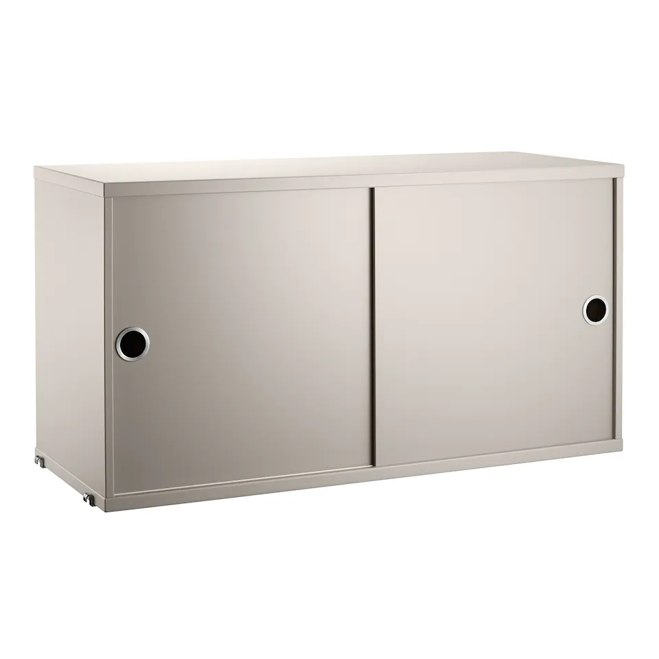 String Cabinet with Sliding Doors 78x30, Beige