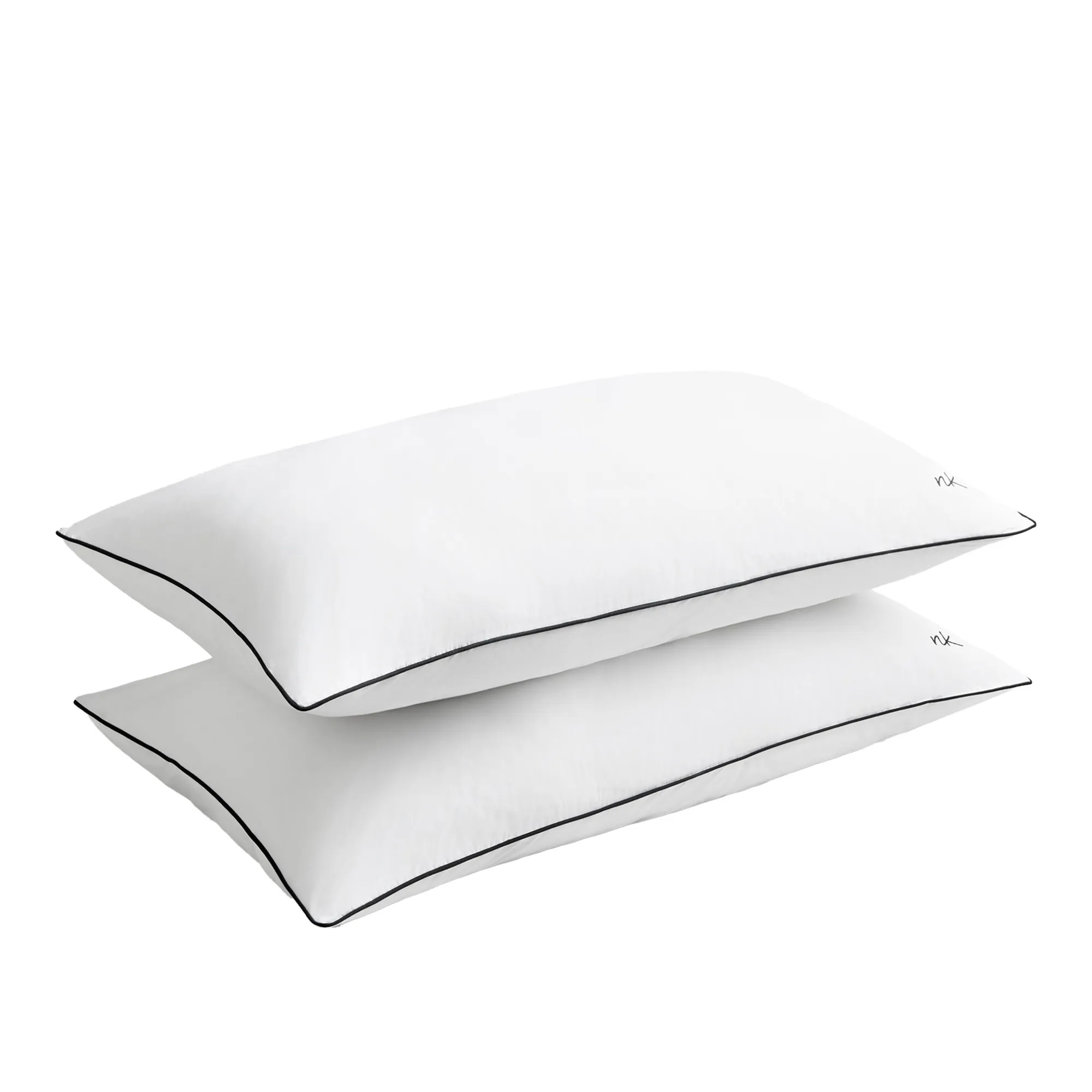 Percale Pillow Case Crisp White/Black Set of 2 - 1
