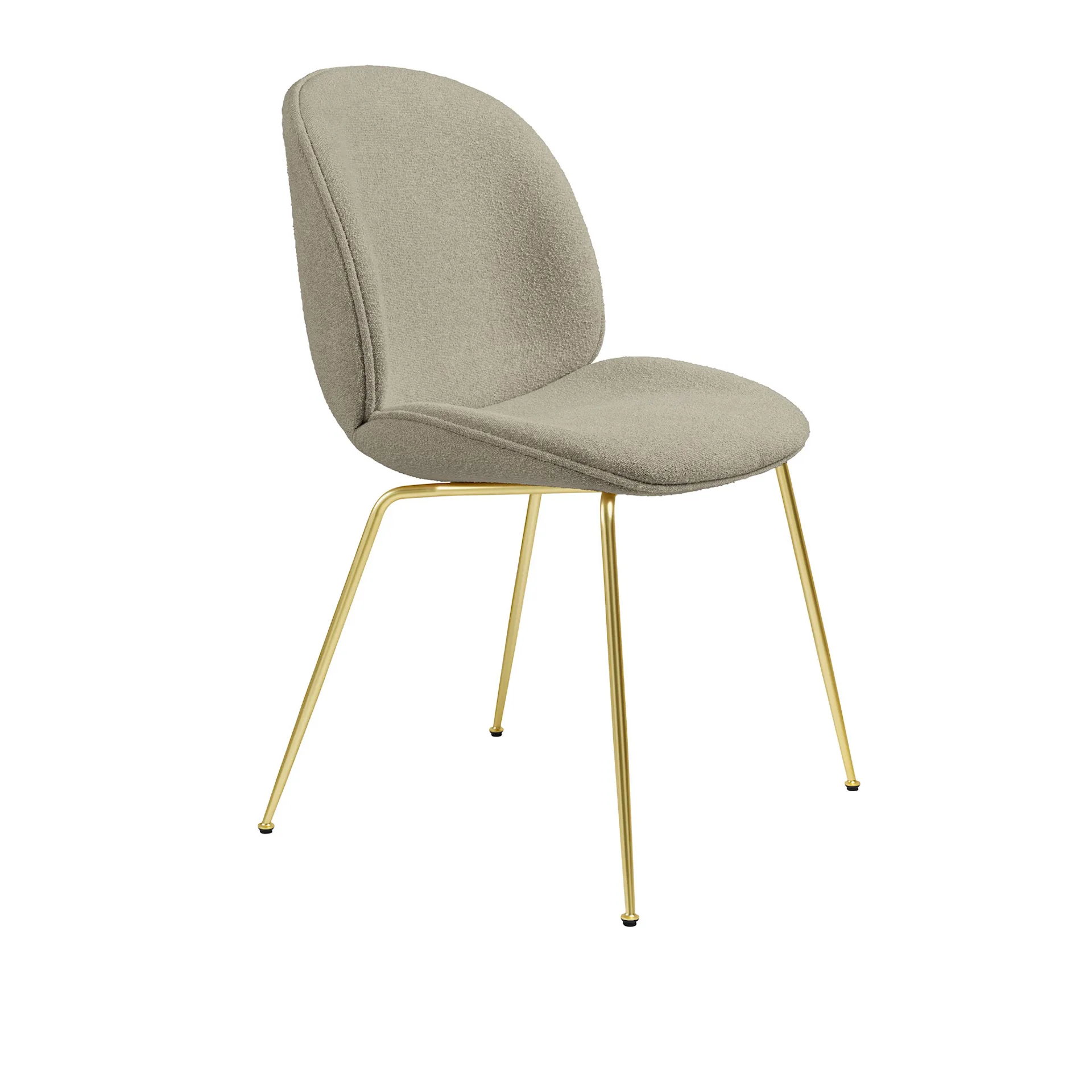 Beetle Dining Chair Brass - Upholstered Light Bouclé - Gubi - GamFratesi - NO GA