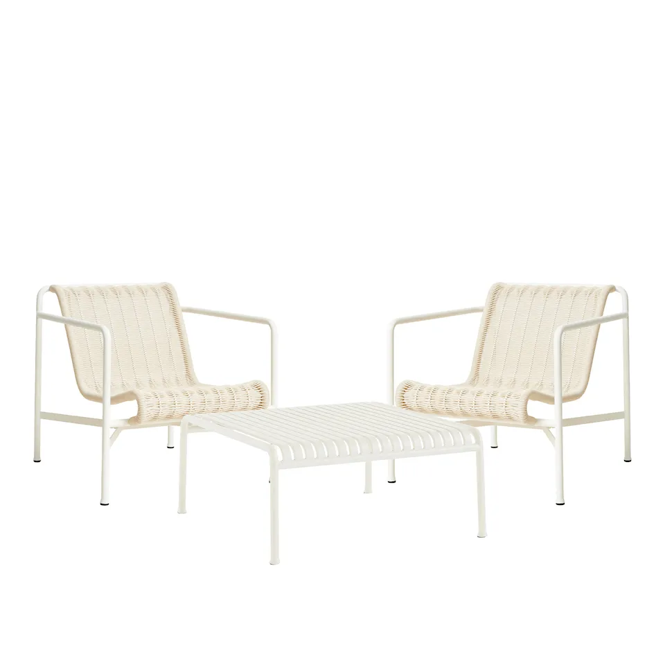 Palissade cord lounge group med 2 chairs & low garden table