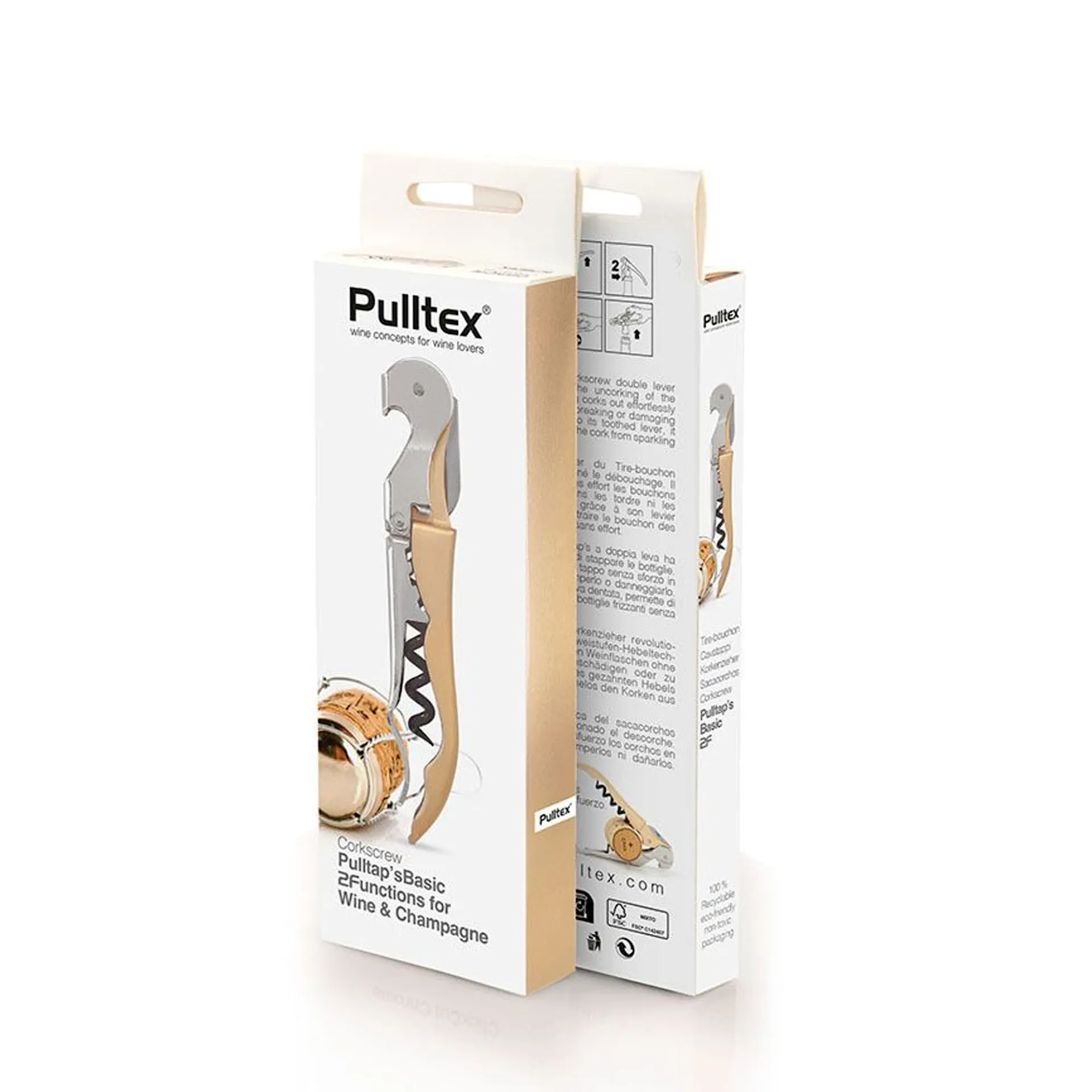 PWC Wijnopener Pulltaps Basic 2F Champagne Goud - Pulltex - NO GA