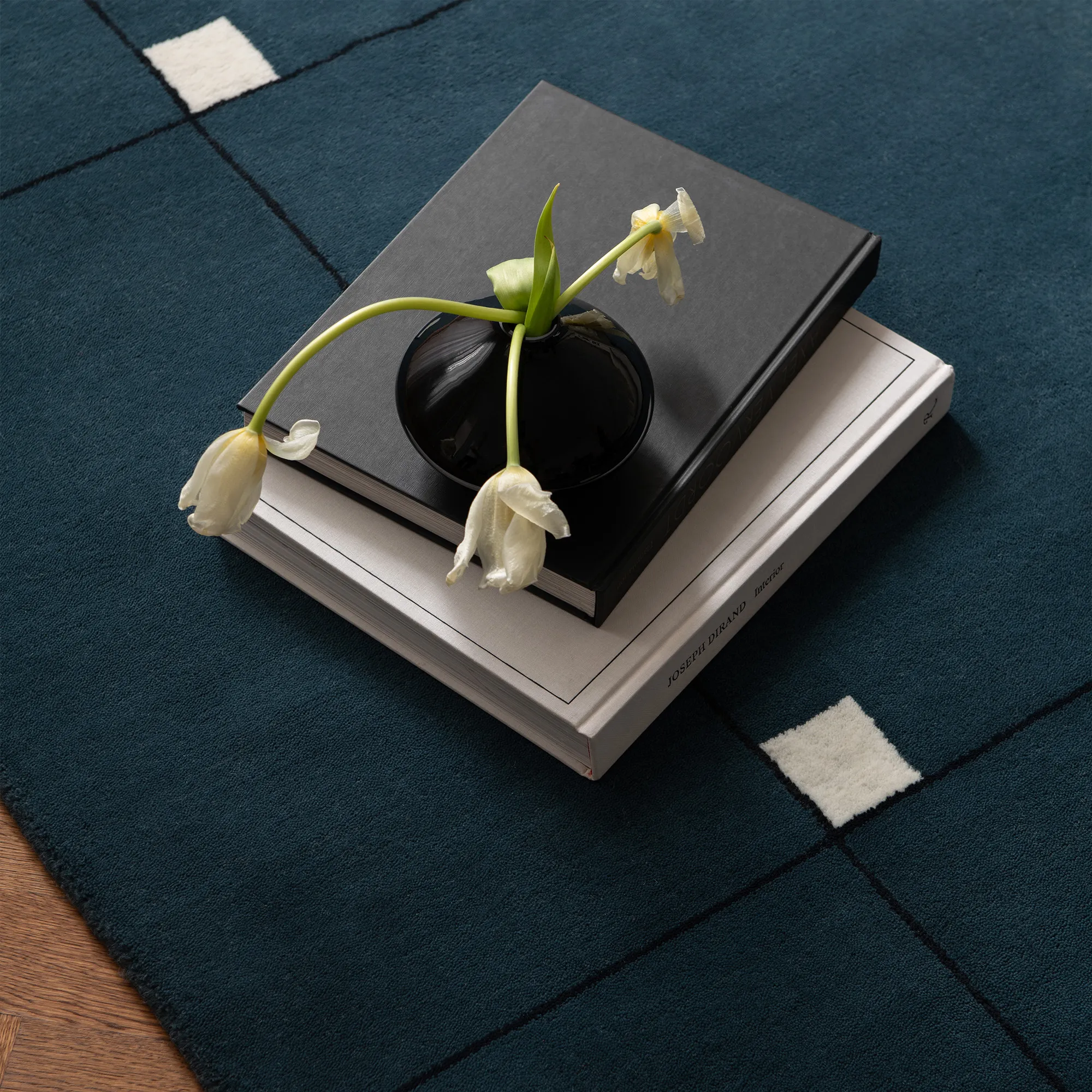 Modern Teal Wool Rug - 4