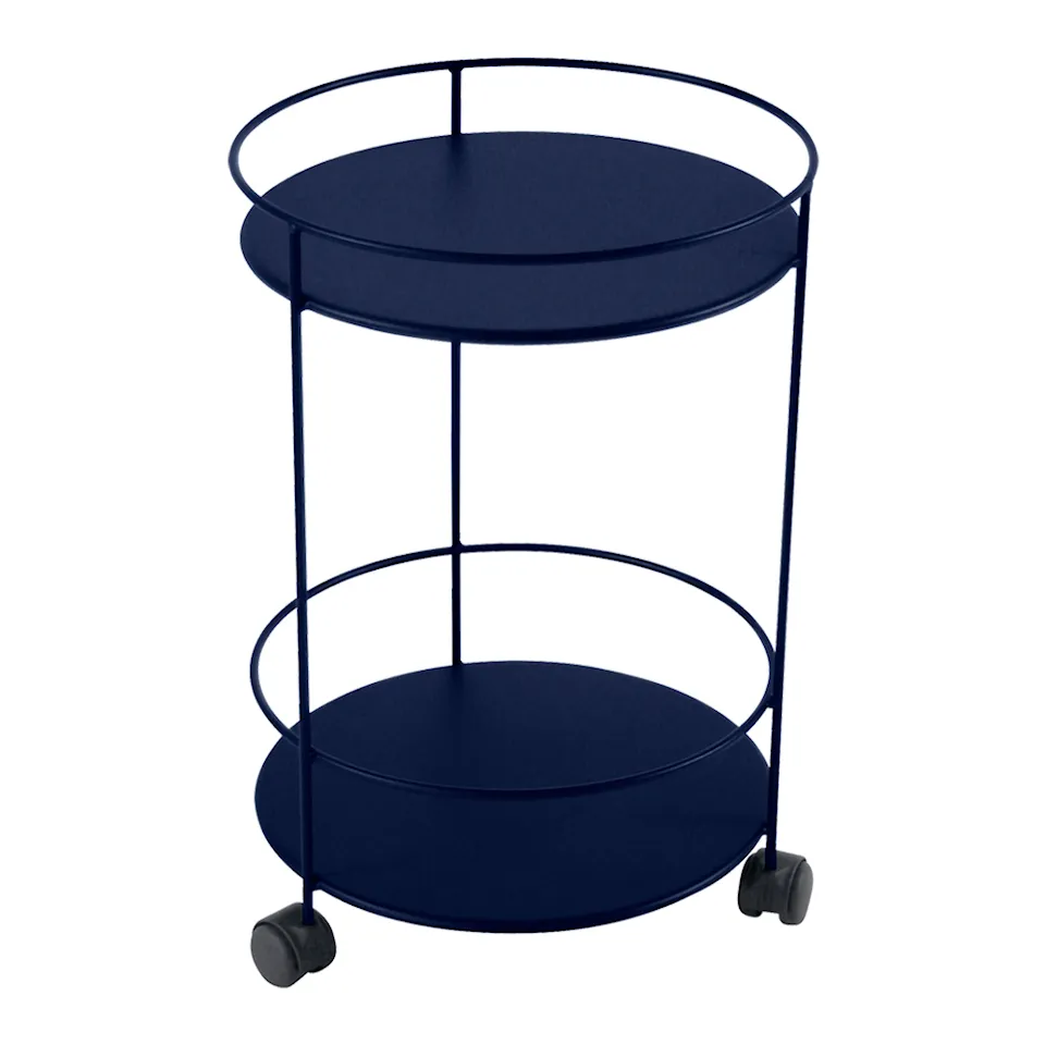 Guinguette Side Wheeled Table With Solid Double Top Deep Blue 92