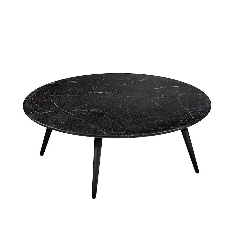 375 Side Table T2, Nero Marquina, Oak Burned, H: 33, Ø: 97