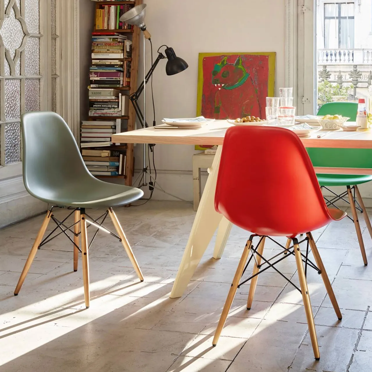 Eames RE Plastic RE Plastic Chair DSW - 56 Granite Grey/Golden Maple