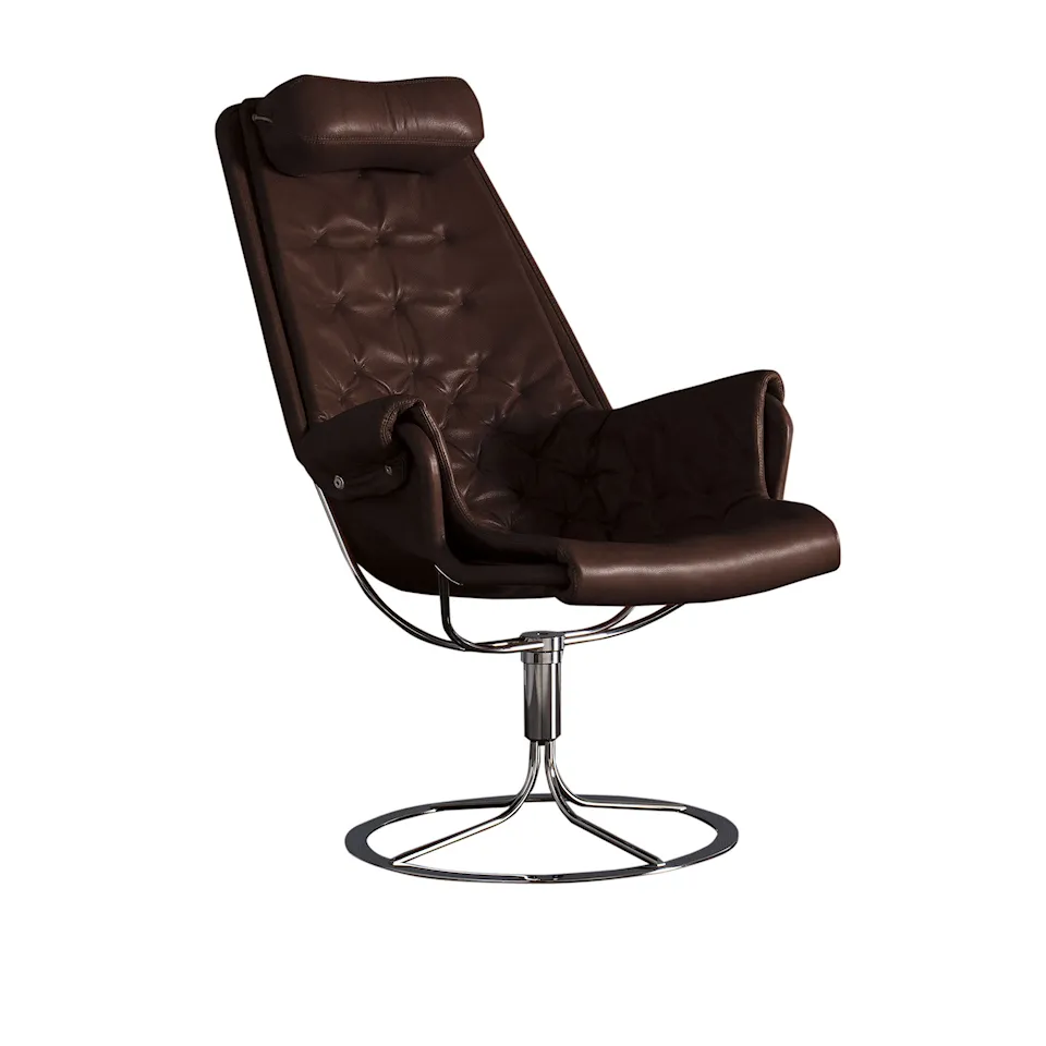 Jetson Armchair Fully Upholstered, Load-bearing Fabric Flax 21, Leather Dakota 29 Dark Brown