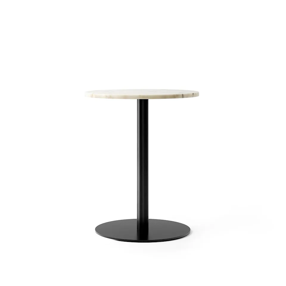 Harbour Column Dining Table Ø60Off White Marble Tabletop with Black Base