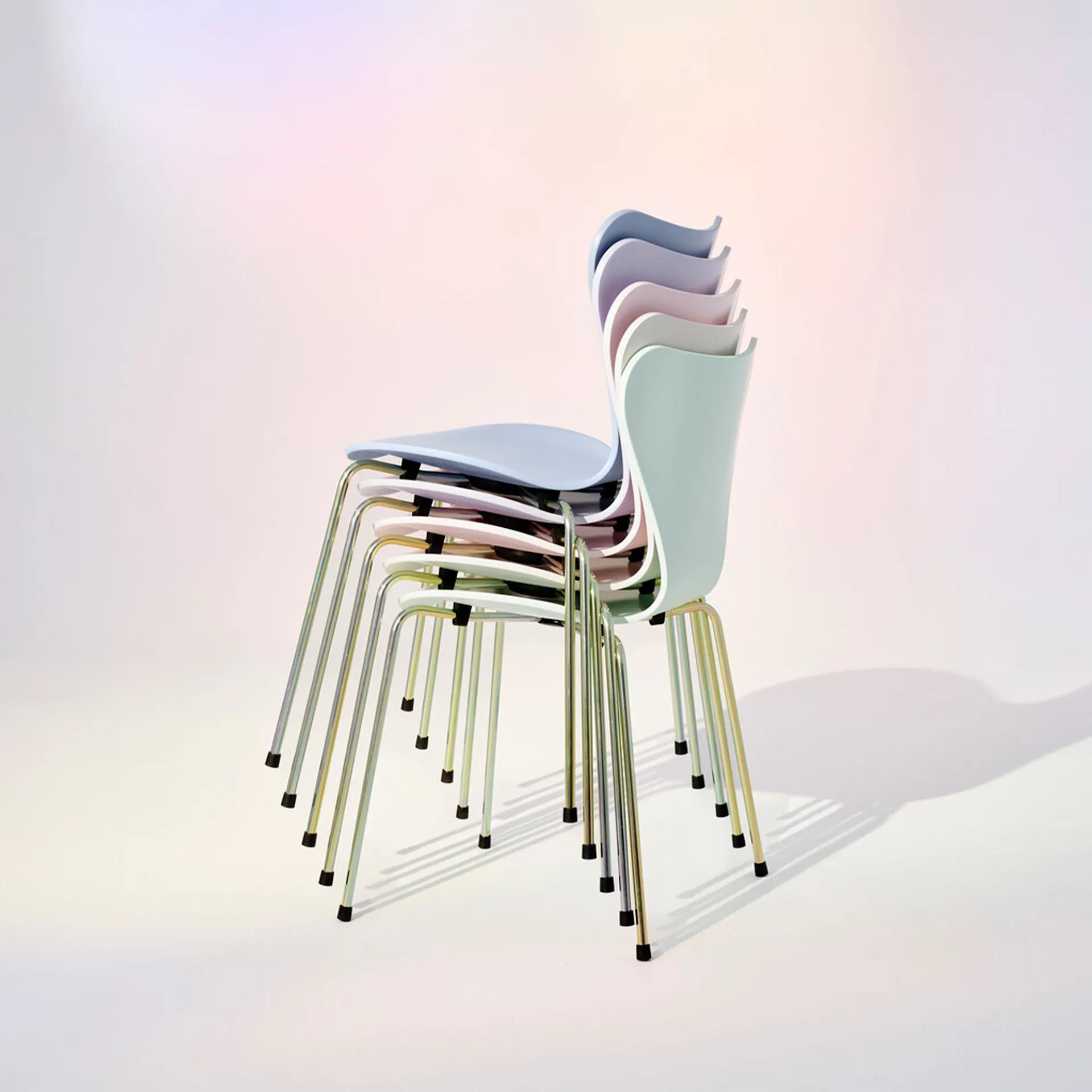 Sjuan 3107 chair steel frame rainbow 7:14 AM - Fritz Hansen - Arne Jacobsen - NO GA