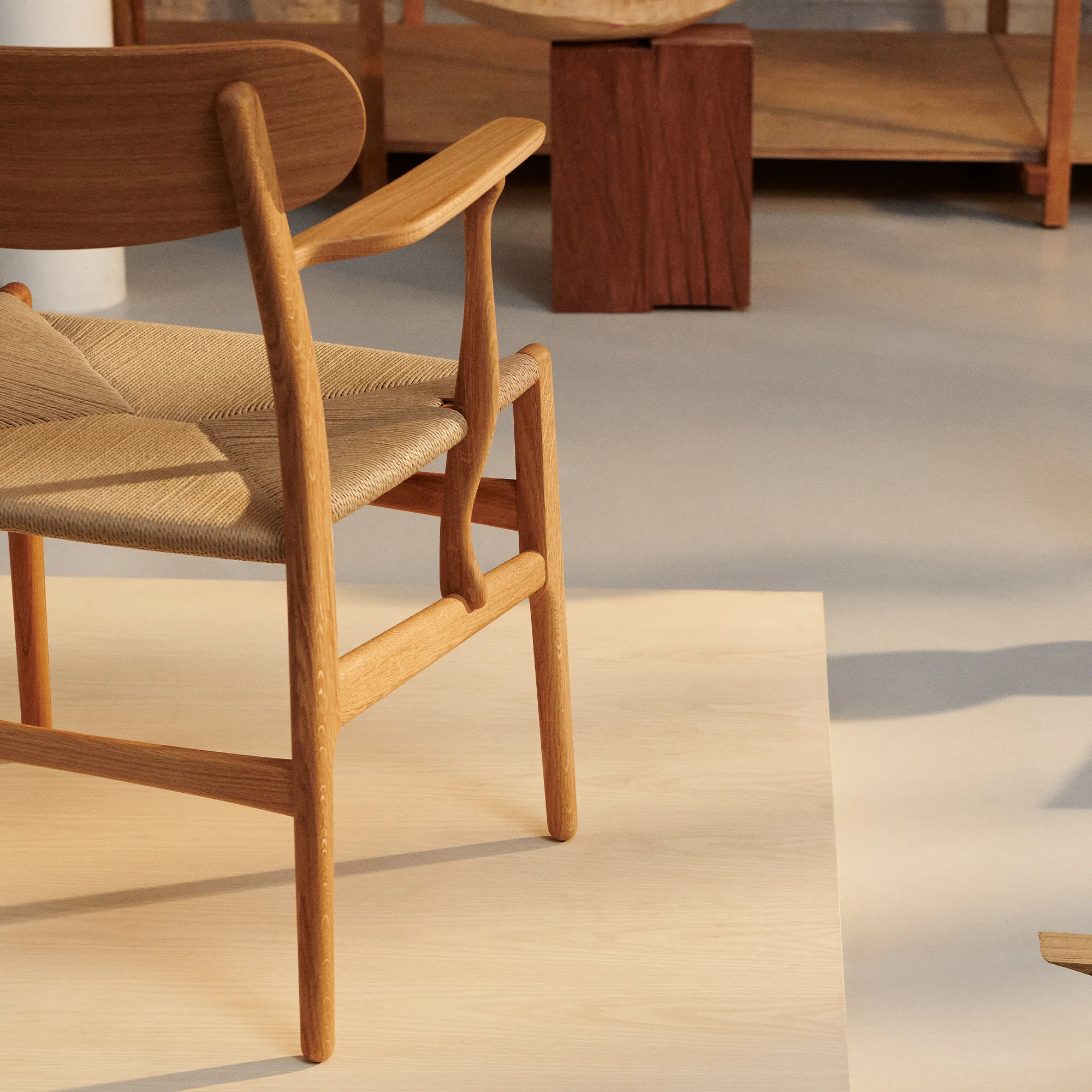 CH26 fauteuil zwart gevlochten papierkoord - 7