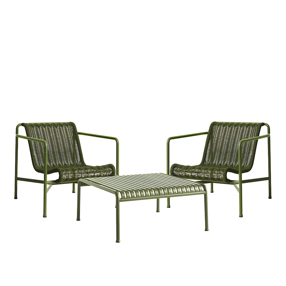 Palissade cord lounge group med 2 chairs & low garden table