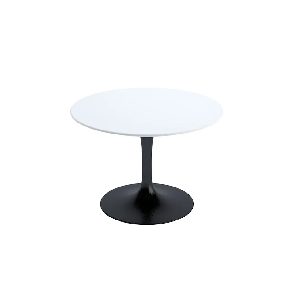 Saarinen Round Table - Coffee table, Black frame, White laminate top, H: 37, Ø 51