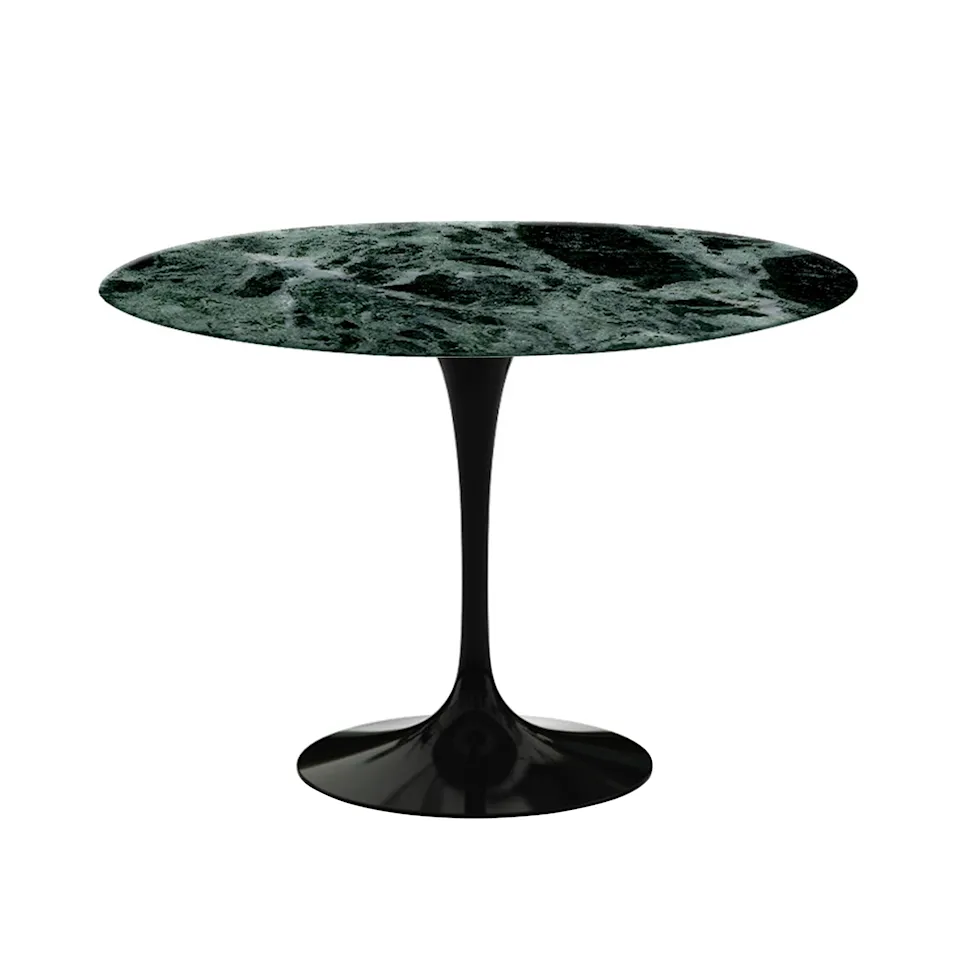 Saarinen Round Table - Dining table, Ø 107 cm, Black frame, glossy green Alpi marble top