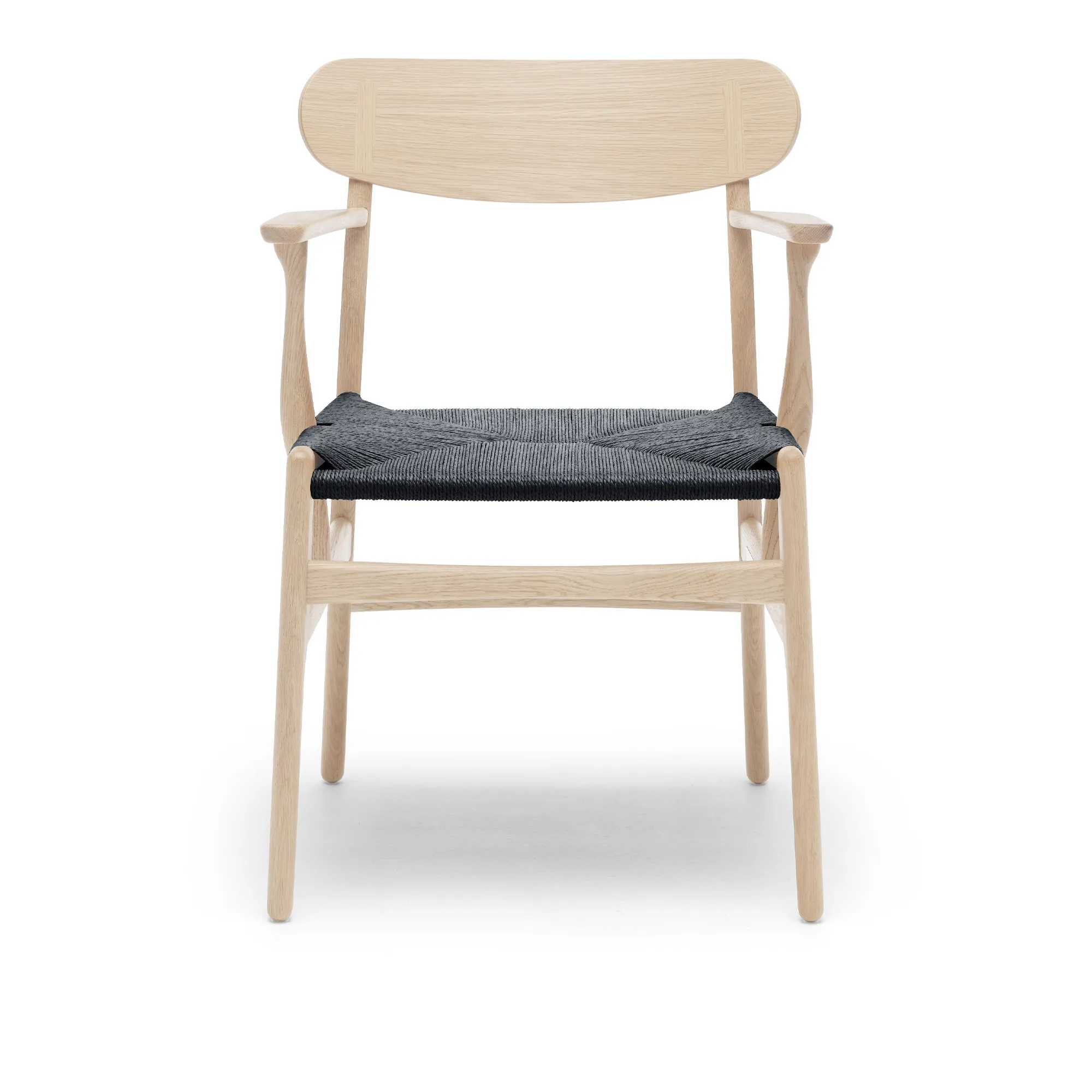 CH26 fauteuil zwart gevlochten papierkoord - 1