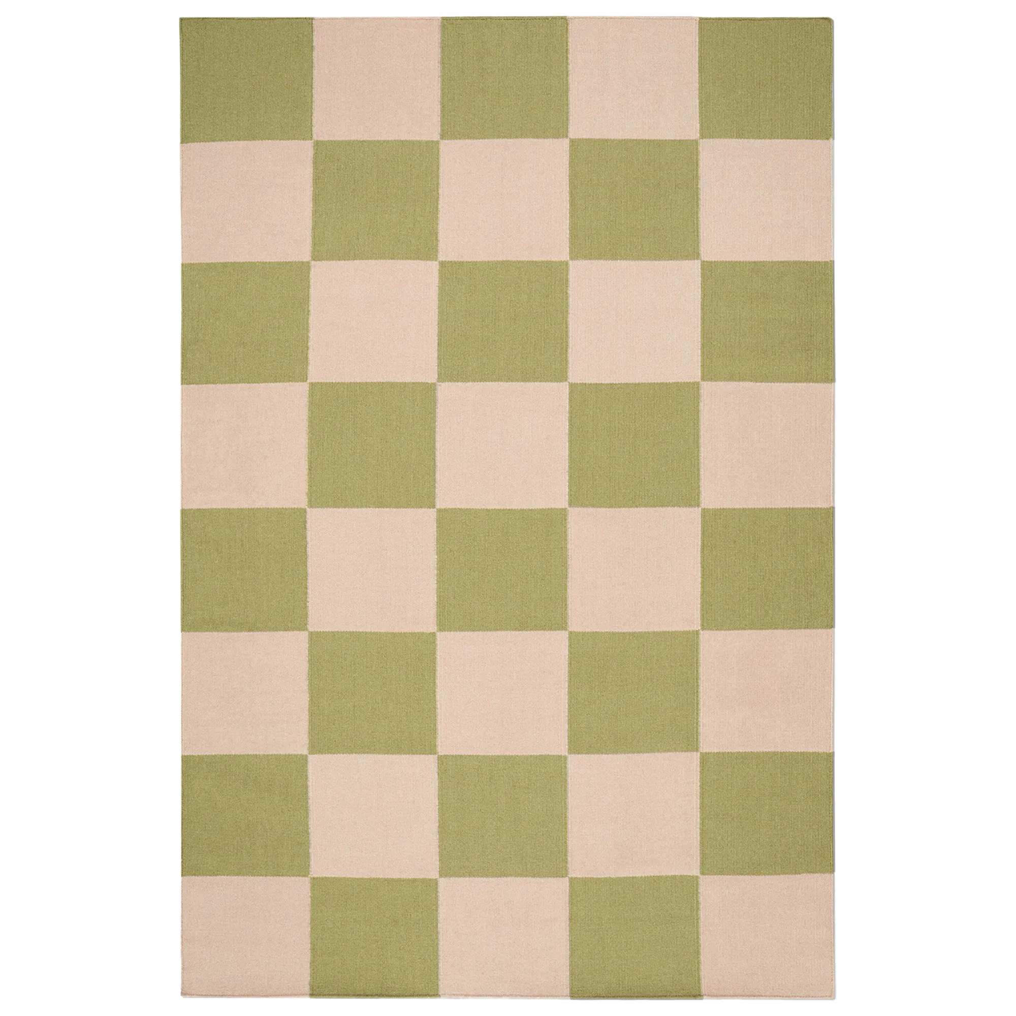 Square Green/Pink Wool Rug - 1