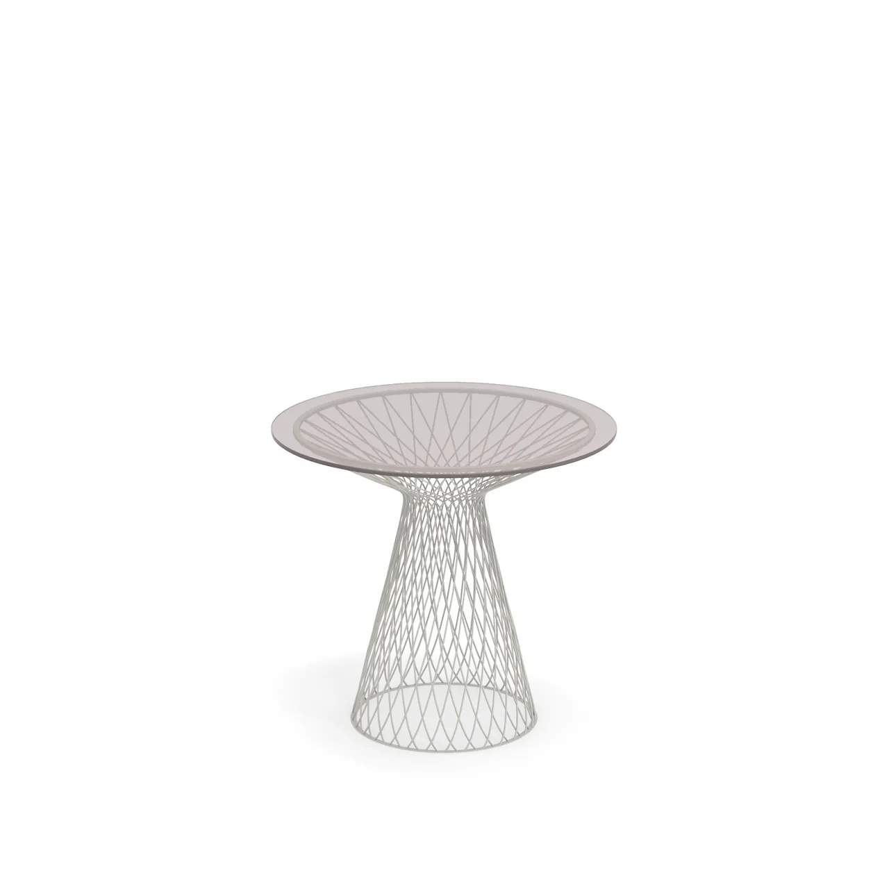 Heaven Round Table Ø80, Frame: Matt White, Top: Transparent Glass