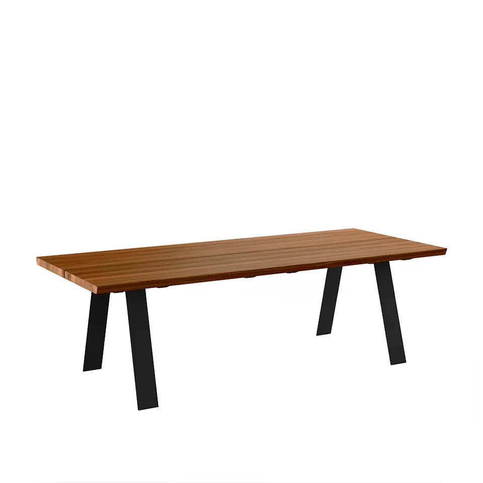 GM 3200 Plank Table, 240 x 100 cm, Tabletop Oiled Walnut, Without additional top, Base in black powder coated steel