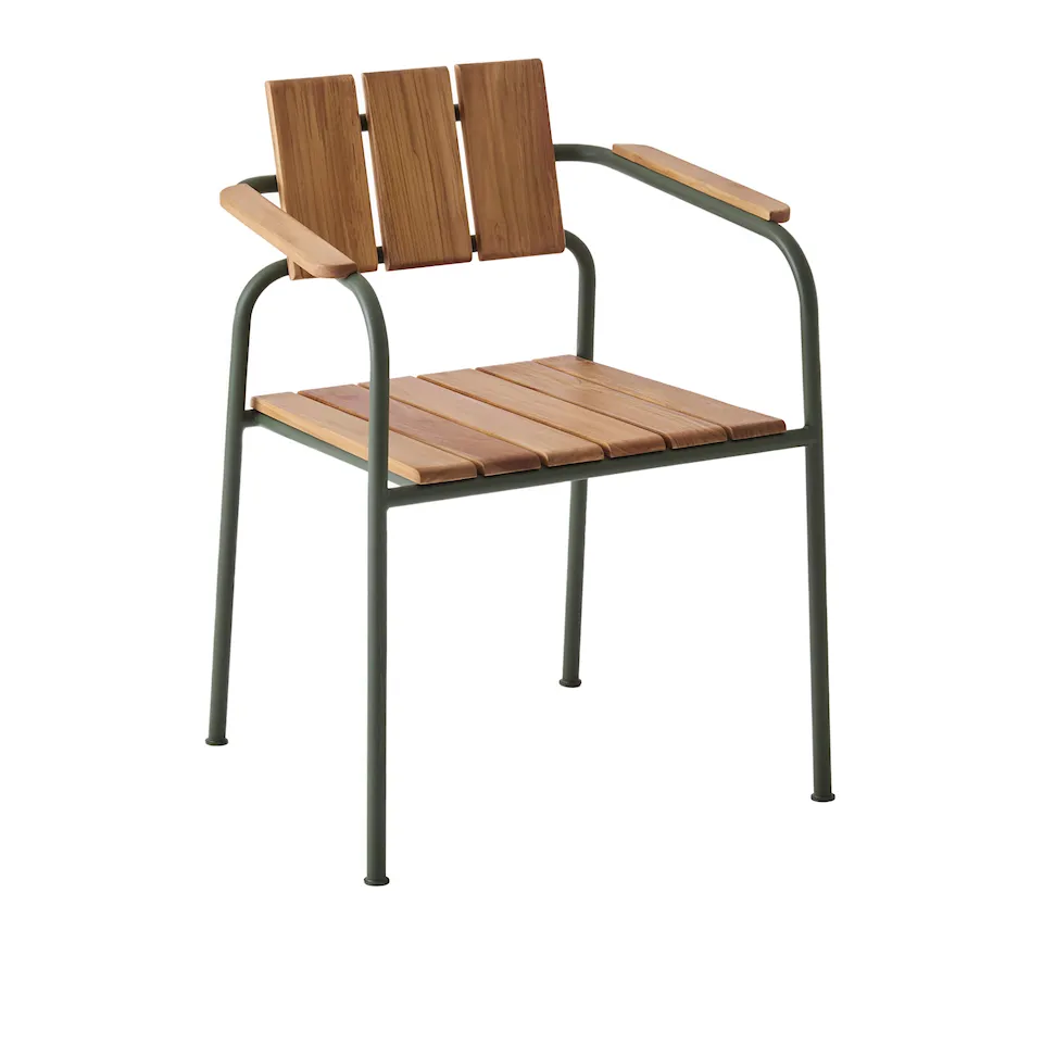 Kallio outdoor dining chair with armrests green