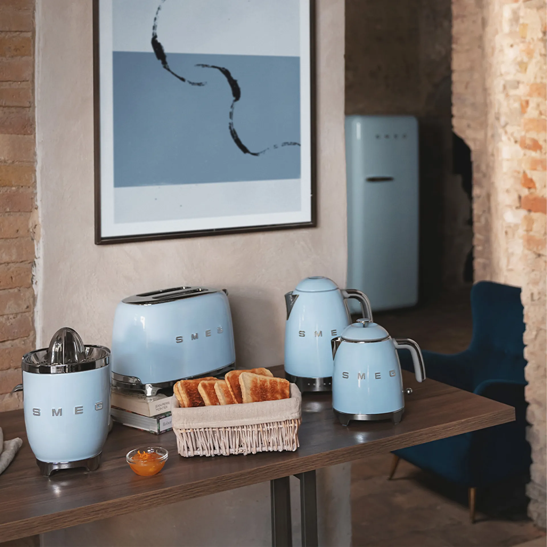 Smeg Kettle 1.7 L Adjustable Temperature Pastel Blue - Smeg - NO GA