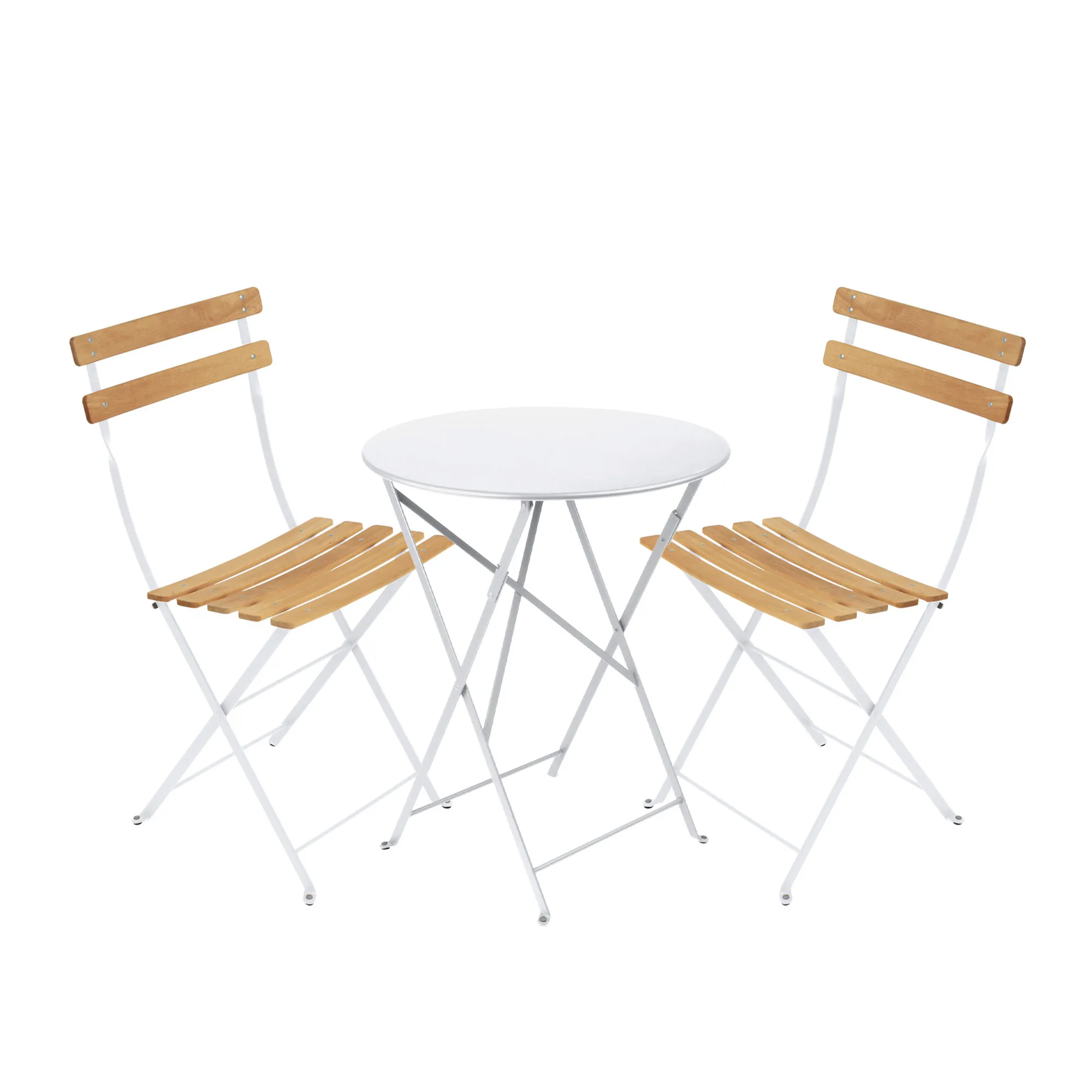 Bistro eetgroep Ø60cm & 2 hout stoelen - 1