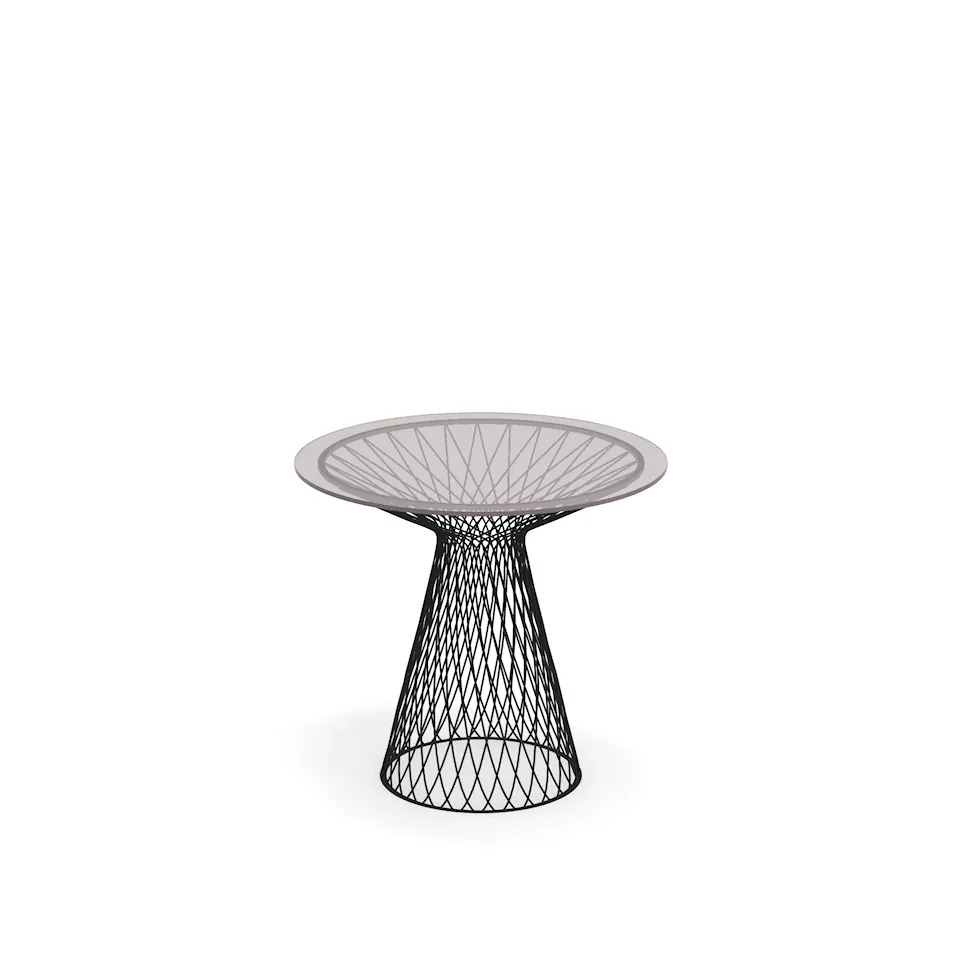 Heaven Round Table Ø80, Frame: Black, Top: Smokey Glass