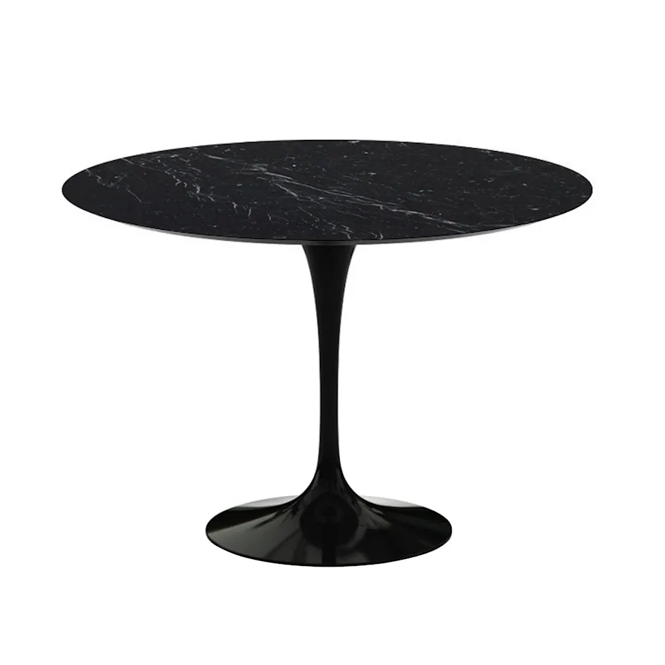 Saarinen Round Table - Dining table, Ø 107 cm, Black frame, top in matt black Marquina marble