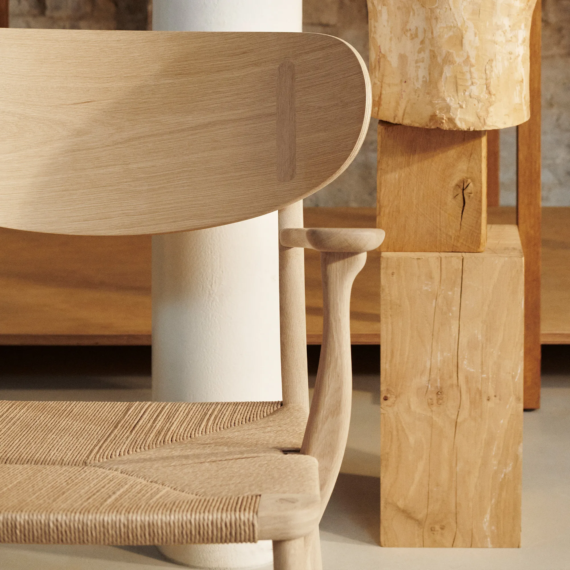 CH22 Armchair Oak/Black Cord - 13