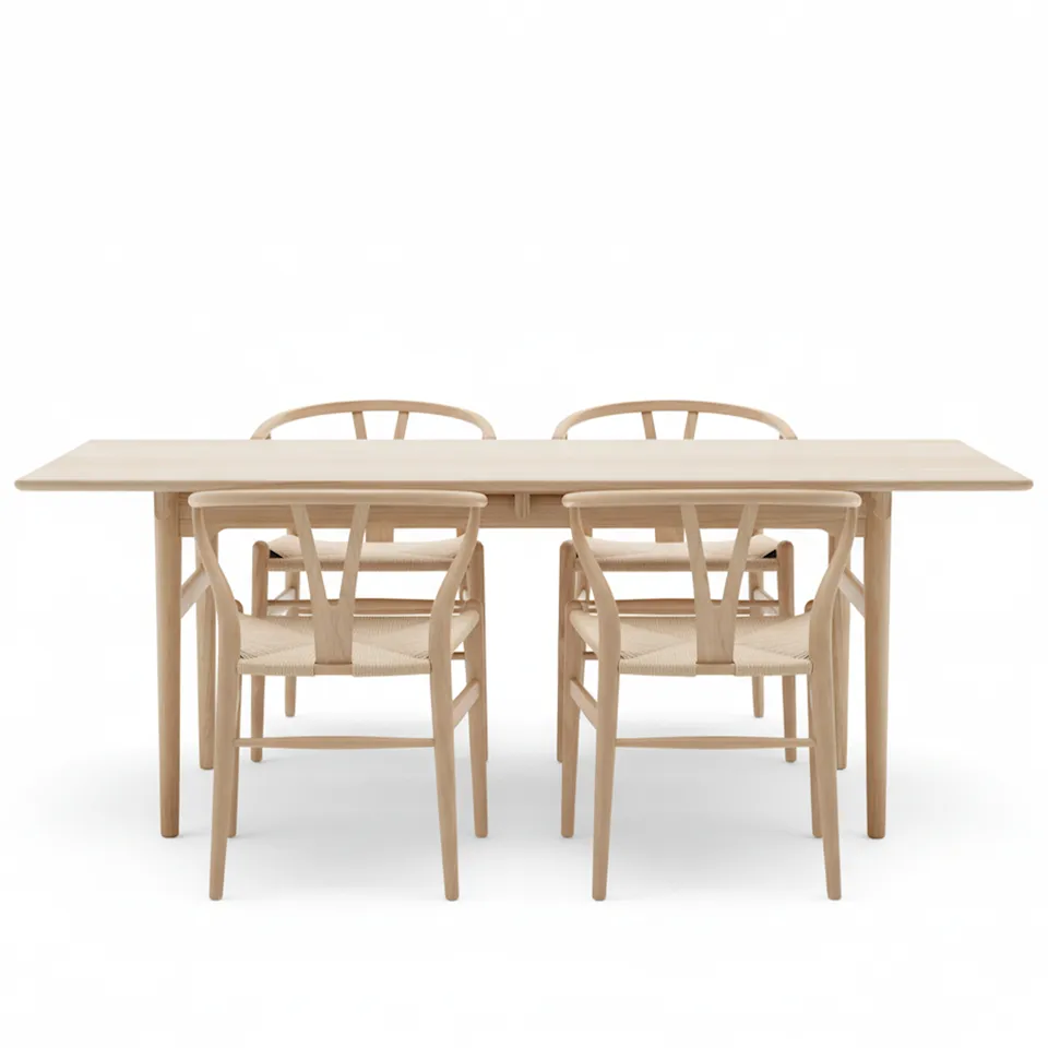 CH327 dining table & CH24 dining chairs 4 pcs – white-oiled oak