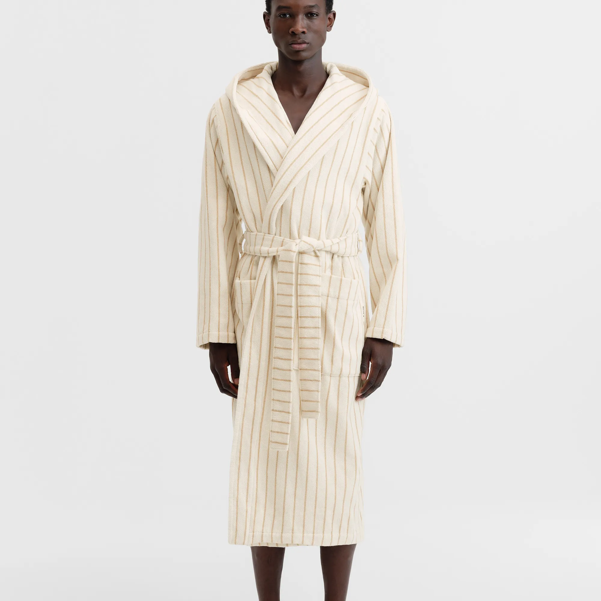 Hooded Sienna Stripes Bathrobe - 7