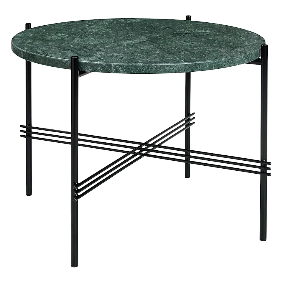 TS Coffee Table Ø 55 H. 41, Top: Verde Guatemala Marble, Base: Black