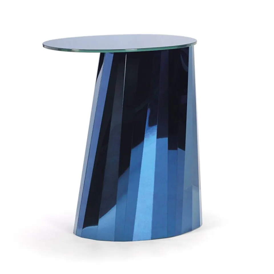 Pli Side Table High, Glossy top, Sapphire blue