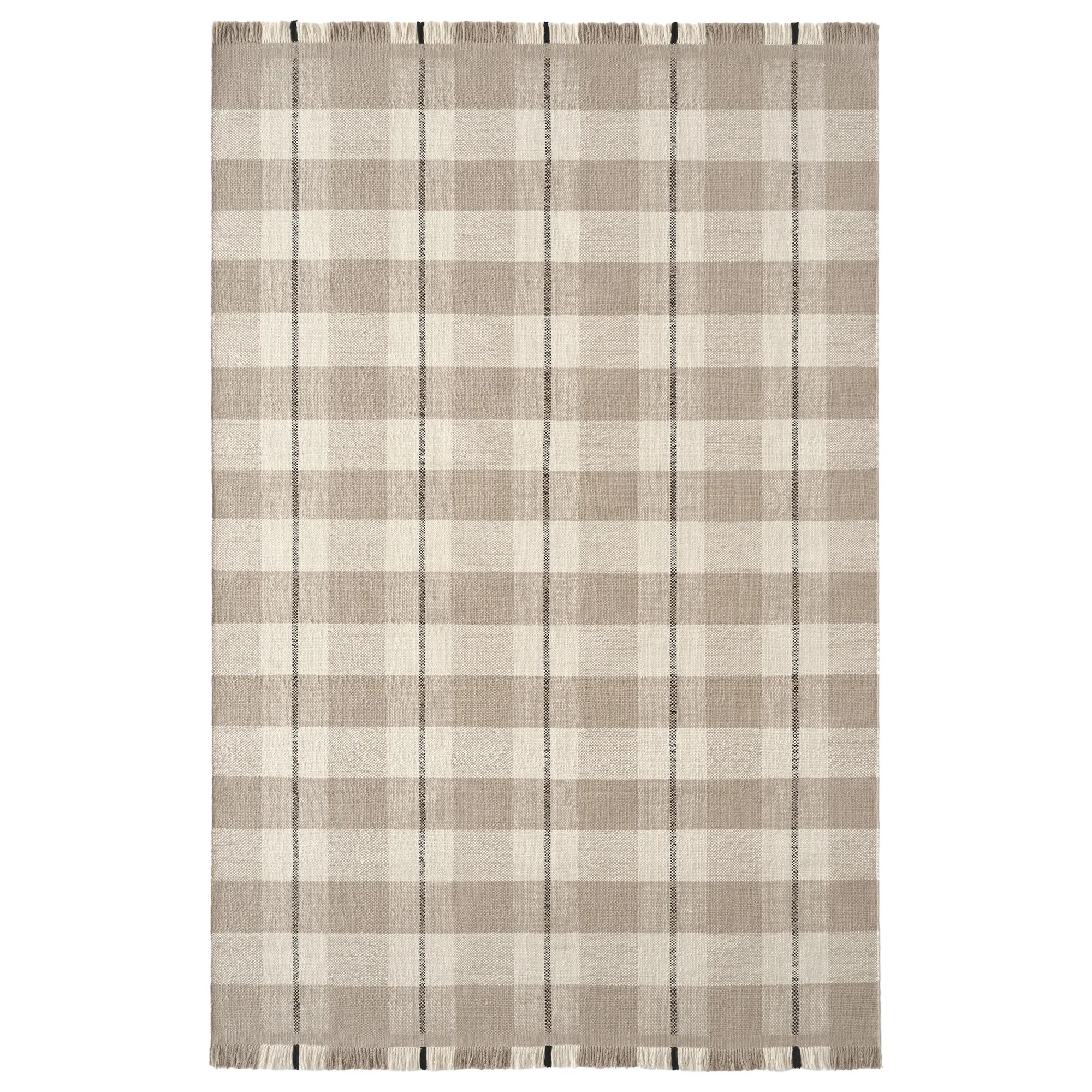 Plaid Sand/Cream Wool Rug - 1
