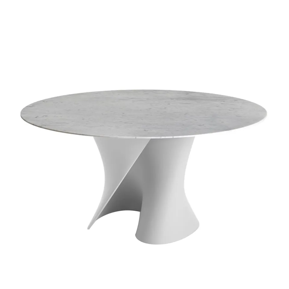 S Table Marble Top Ø140, Carrara Matt White, Cristalplant Matt White frame