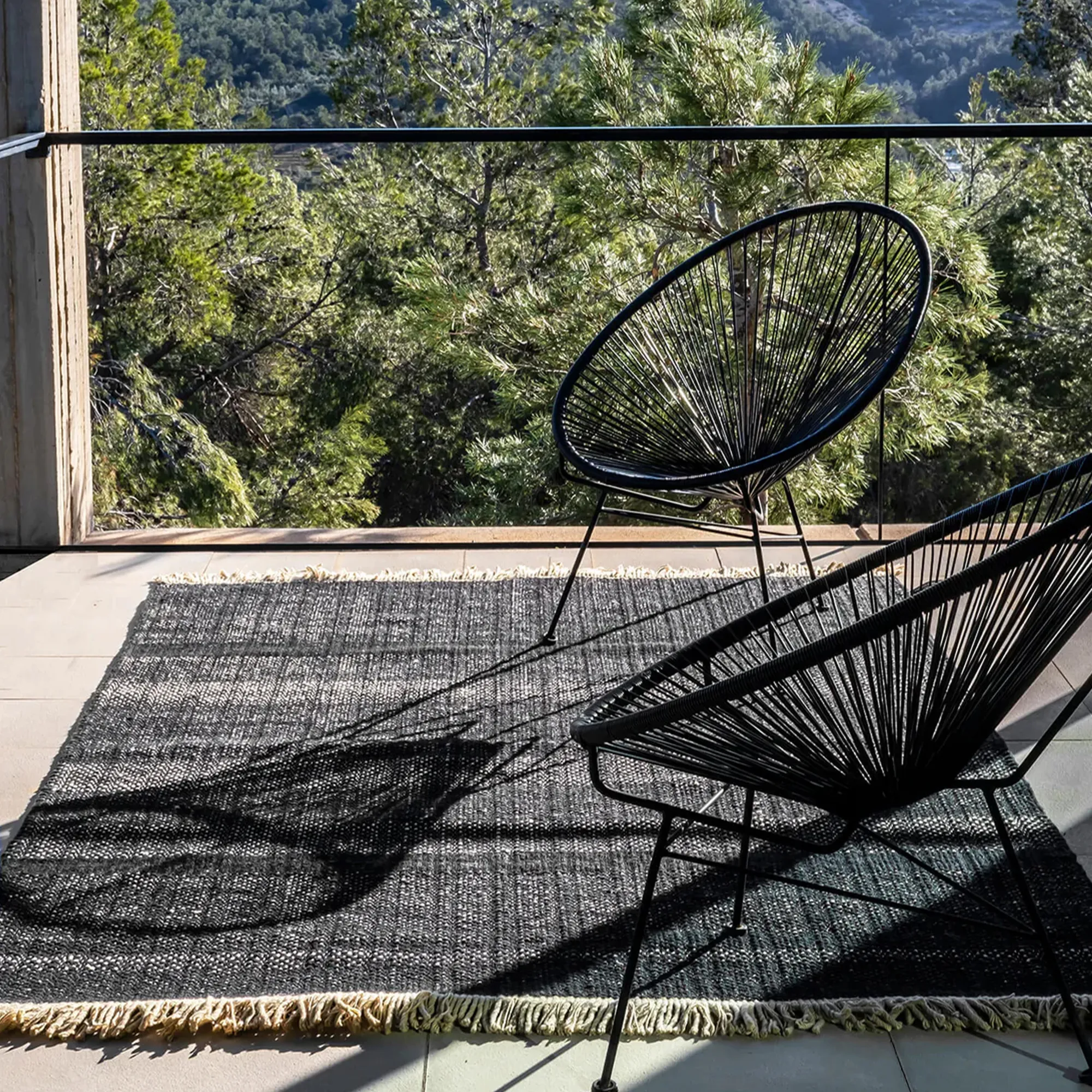 Tres Outdoor Texture Black Rug - 3