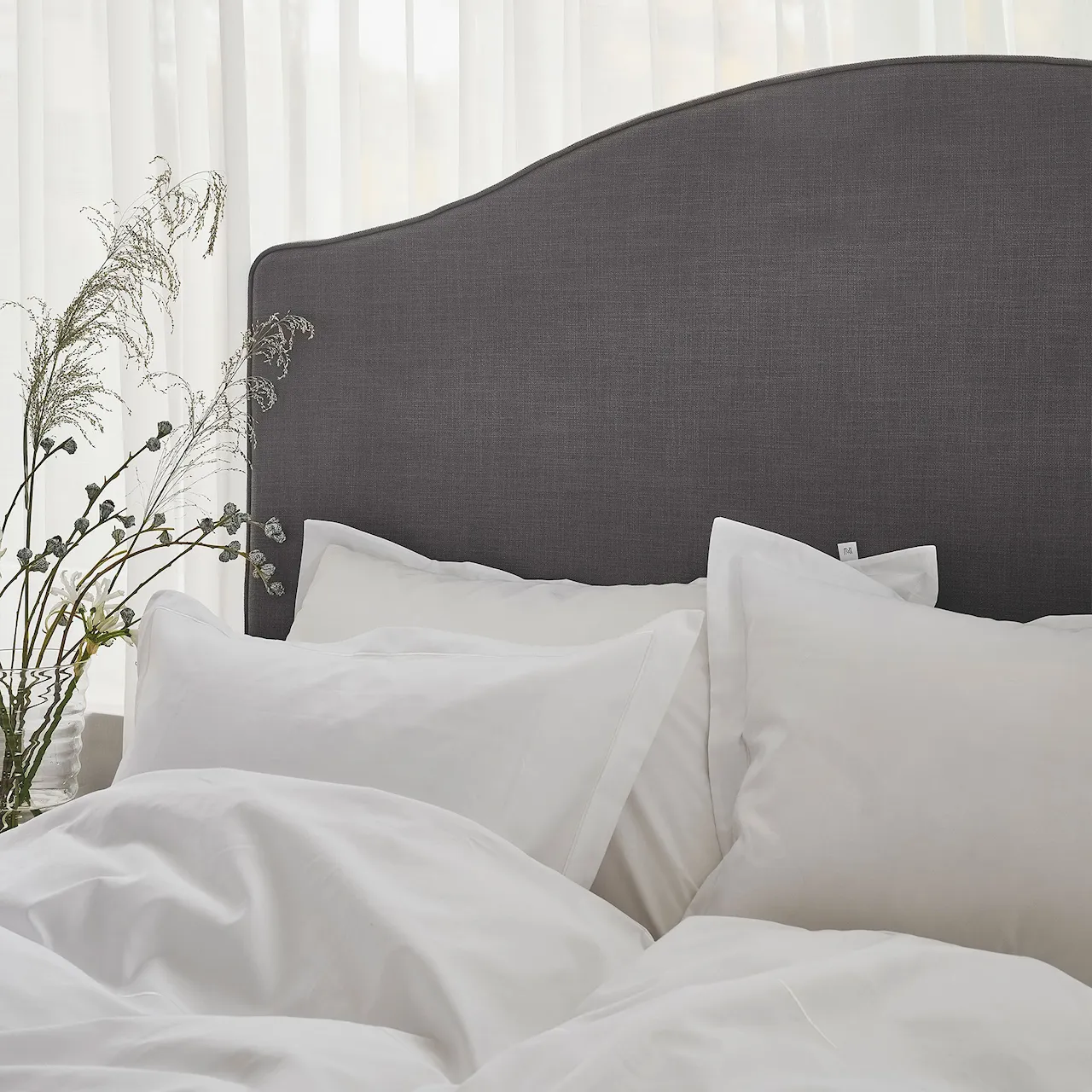 Carlita Headboard Linen Dark Grey