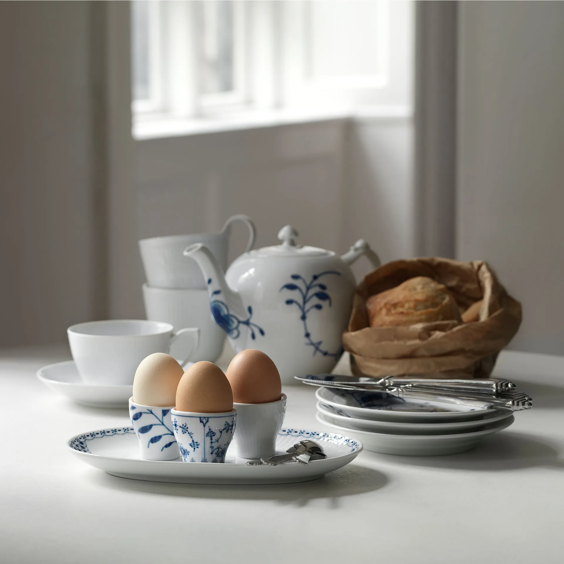 White Fluted Egg Cup 2 pcs - Royal Copenhagen - NO GA