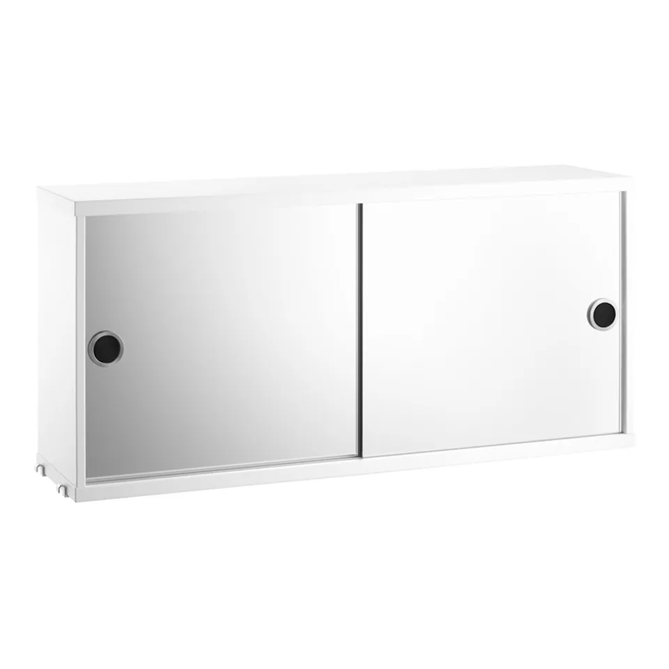 String Cabinet with Sliding Mirror doors, 78x20, White