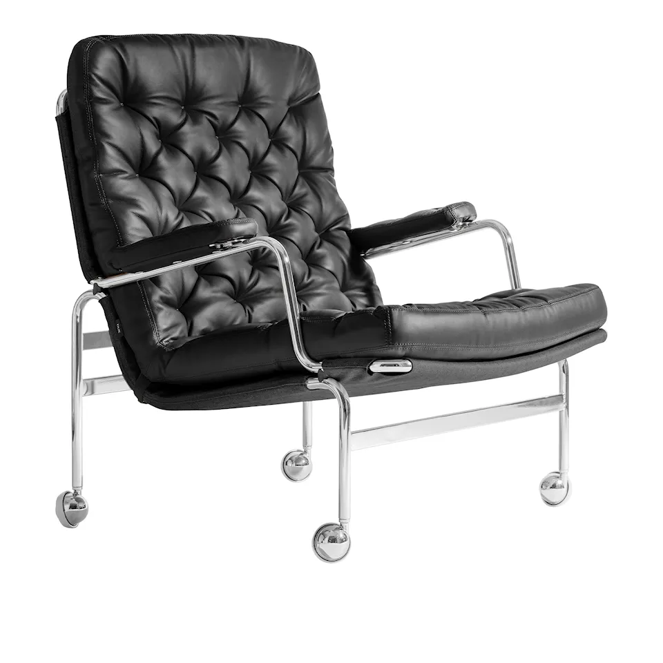 Karin 73 Armchair, Leather Dakota 88 Black, fabric Plain 88