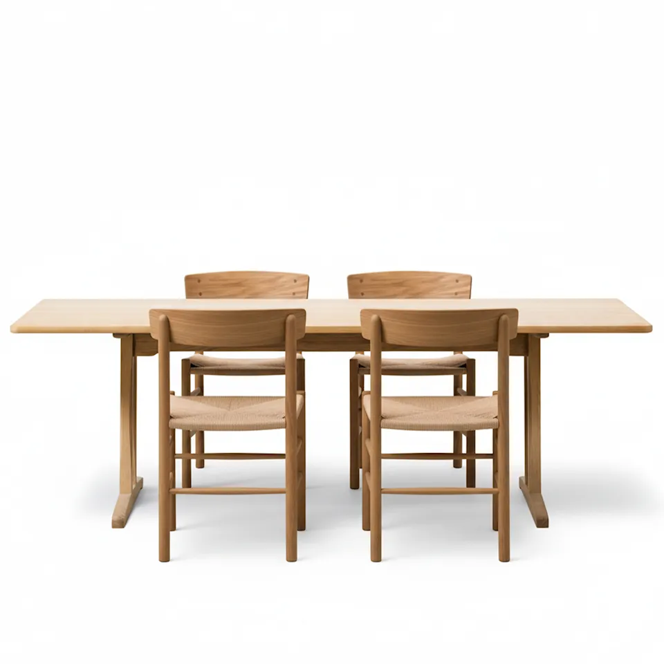 Mogensen C18 spisebord & Mogensen J39 spisebordsstol 4 stk. – olieret eg