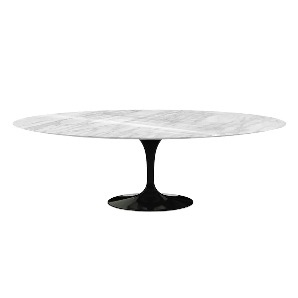 Saarinen Oval Table - Dining table, 244 x 137 cm, Black base, matt Statuarietto marble top