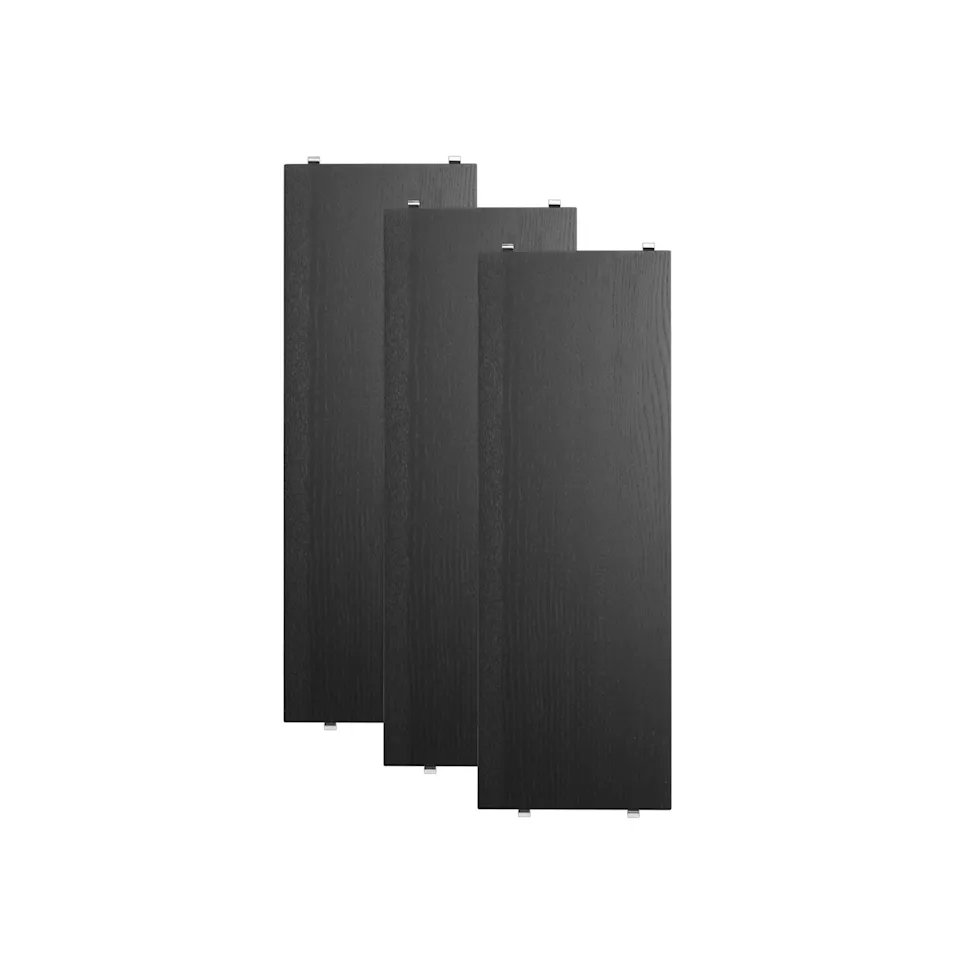 Shelf 58x20cm 3-pack black-stained ash