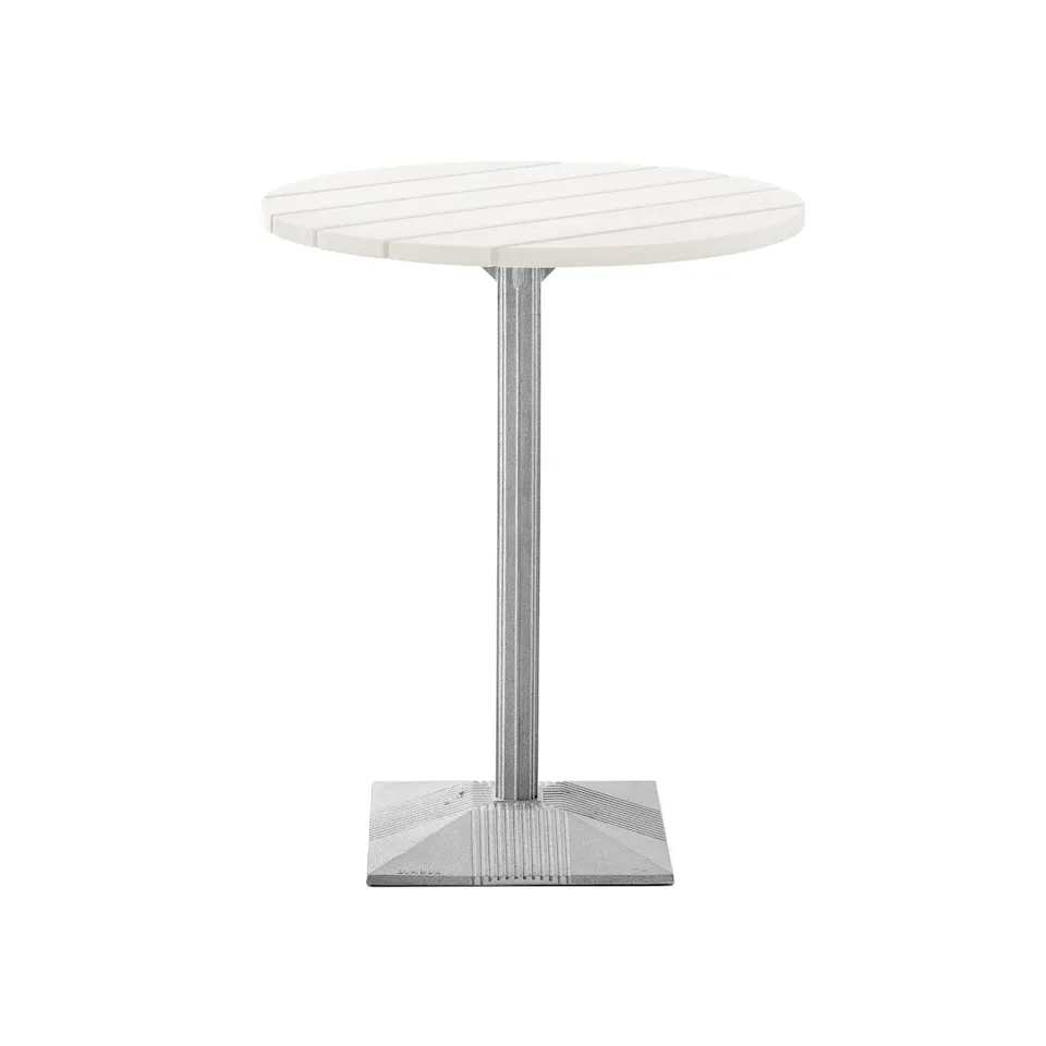 Table Lund - Small Foot Ø 60 White Lacquered Pine Wood/Nature