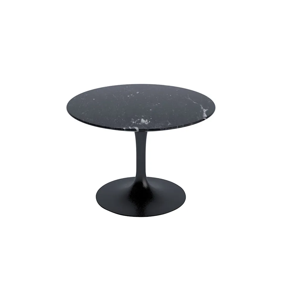 Saarinen Round Table - Coffee table, Black frame, glossy black Marquina marble top, H: 36, Ø 51